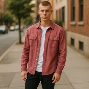 Mens Lucky Brand Men’s Button Down Shirt XXL Red Long Sleeve Casual